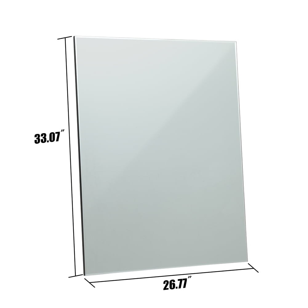 Kadyn 33.07"L x 26.77"W Mirror, Hanging Mirror for Wall, Wall Mirror with 2 high-quality metal hooks, Clear + Black