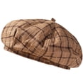 thumbnail image 2 of Women's Plaid Beret Hat, Wool Blend Vintage England Retro Painter Cap, Tartan Artist Hat for Daily Casual Wear, School, and Fashion Gift Khaki, 2 of 5