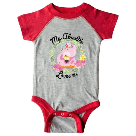 

Inktastic Baby Flamingo My Abuelito Loves Me with Flower Wreath Gift Baby Boy or Baby Girl Bodysuit