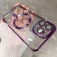 thumbnail image 2 of Case for iPhone 14 Pro Max Case [Compatible with MagSafe] Camera Lens Protector Plating Luxury Cover for Women Men Clear Soft TPU Shockproof Protective Phone Case - Purple, 2 of 12