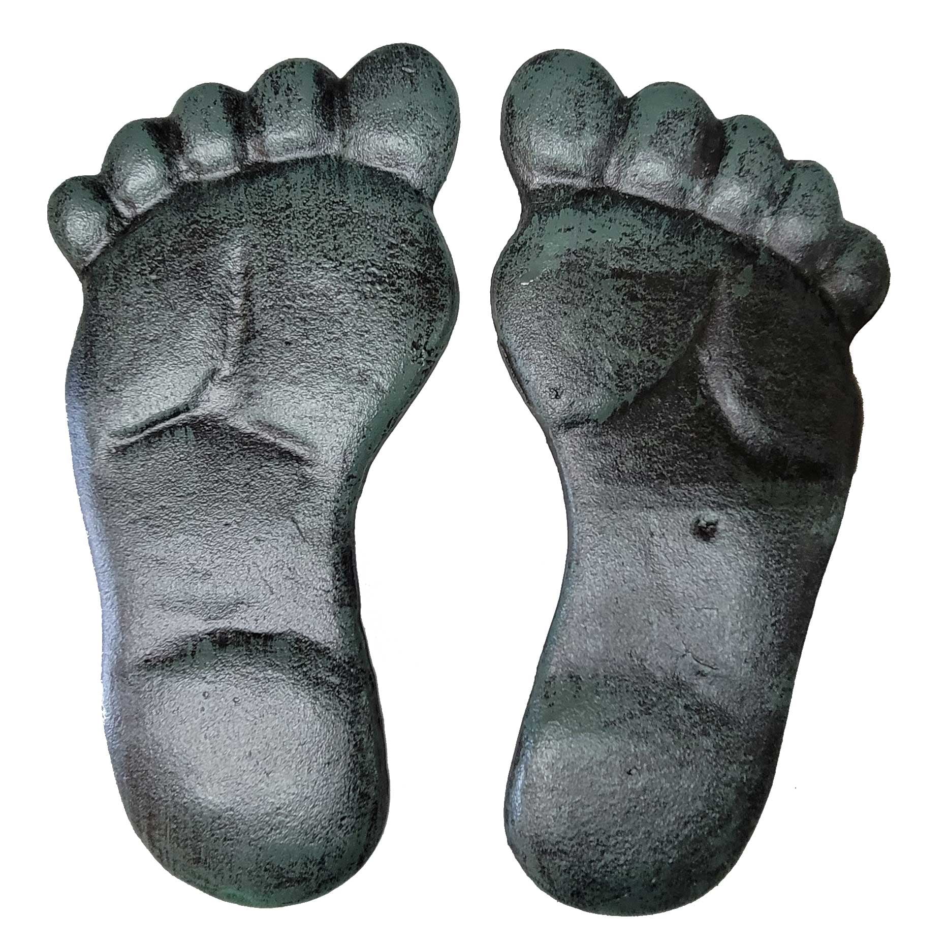 Pair Of Cast Iron Yard and Garden Feet Stepping Stones Human Footprints