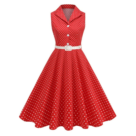 Youyipin Womens Summer Dresses Audrey Vintage Polka Dot Swing Party Retro Peter Pan Doll Collar Wedding Casual Skater Dresses For Women 2025 Elegant Classy