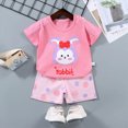 thumbnail image 2 of KPOPLK Boys Summer Clothing Set Short Sleeve Graphic Tee T-Shirt and Elastic Waist Shorts 2 Piece Outfits Set(3-6 Months,Pink), 2 of 4