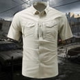 thumbnail image 2 of Mens Breathable Mesh Back Vent Untucked Ripstop Cargo Top Fishing Button Down Shirt, Quick Dry Utility Hiking Shirts with Flap Pockets, Summer Lightweight Big and Tall Tops, 2 of 9