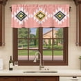 thumbnail image 6 of Pink Black Yellow Boho Curtain Valances for Windows, Kitchen Valance Window Treatments Panel 2 Pack, Simple Romantic Abstract Geometric Rod Pocket Short Curtains for Bathroom Bedroom 42 x 12 Inch, 6 of 8