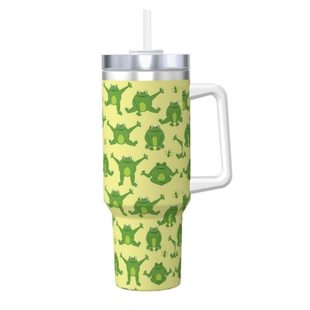 

Cauagu Funny Frogs Print Stainless Steel Vacuum Insulated Tumbler 40oz Water Bottle with Handle & Flip Straw Reusable Travel Coffee Mug for Women & Men