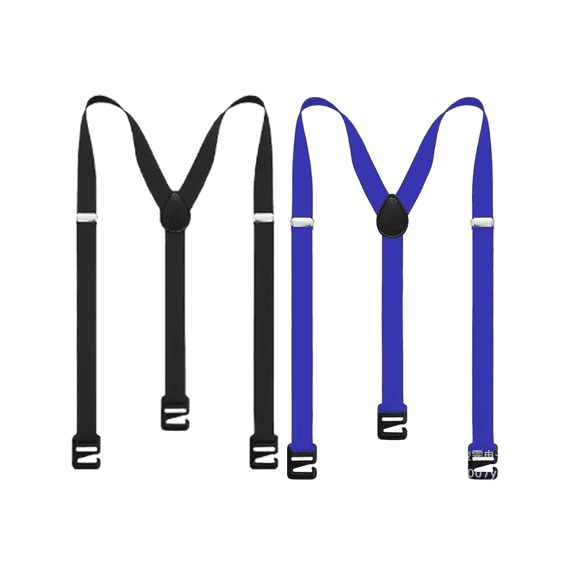 ELORIAH 2Pcs Suspenders for Men Heavy Duty Adjustable Length Strong Elastic Men鈥檚 Suspenders Unisex Sports Suspenders 0.98x35.43in,Black,Blue2