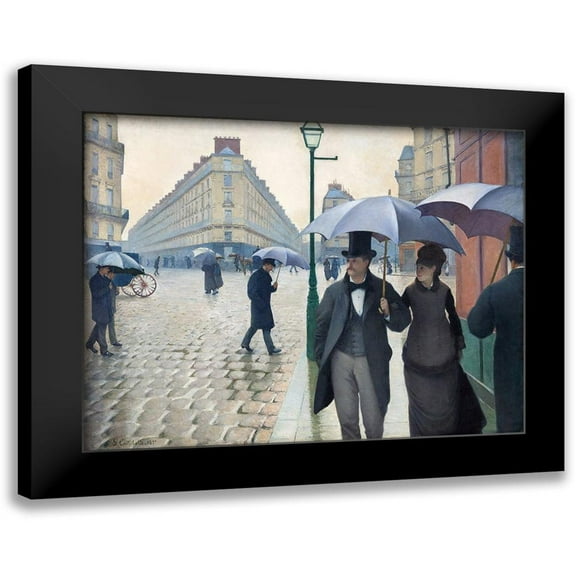 Caillebotte, Gustave 14x12 Black Modern Framed Museum Art Print Titled - Paris Street; Rainy Day 1877