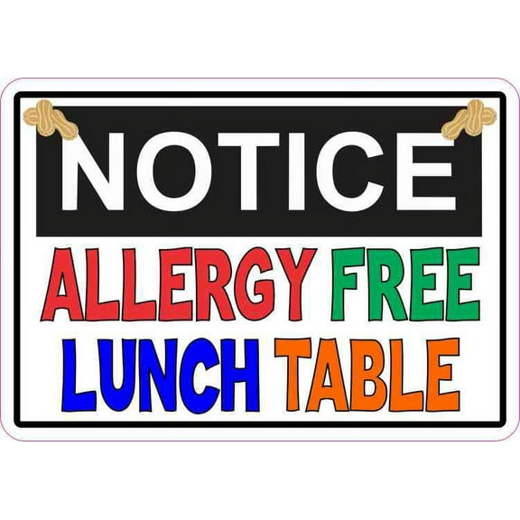 5in x 3.5in Notice Allergy Free Lunch Table Magnet Magnetic Vinyl Door Sign