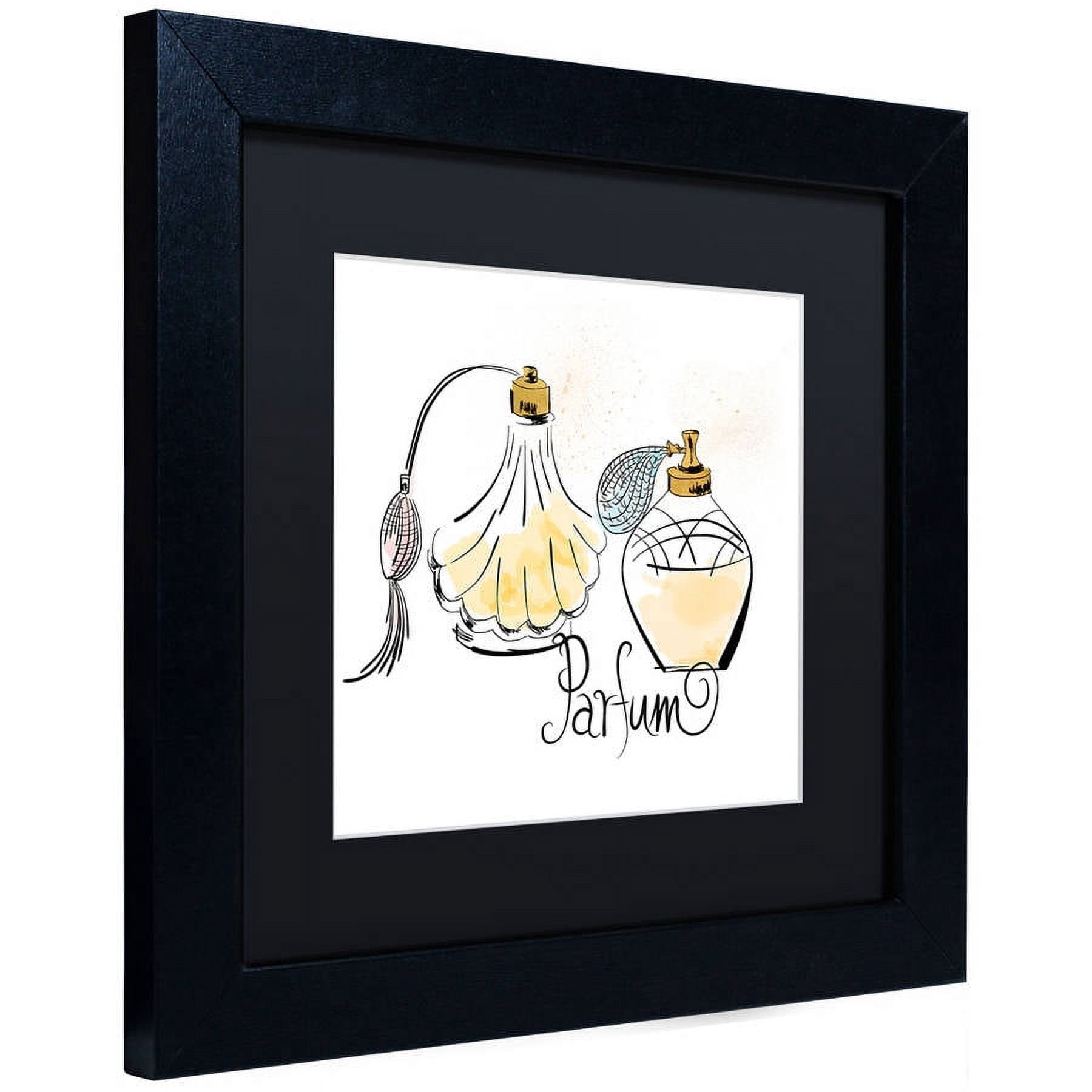 Trademark Fine Art "Perfume Bottles" Canvas Art by Lisa Powell Braun, Black Matte, Black Frame