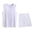 thumbnail image 2 of YHAJDS Mens Pajamas Set Pajamas For Men2 Piece Outfits Summer Solid Color Sleeveless V Neck Tank Top Set For Home Fitness And Daily Rest, 2 of 3