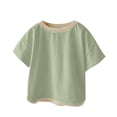 thumbnail image 1 of Gibobby blusas de vestir Niños formal Ropa de camiseta de manga corta de bloque de Color de retazos de algodón para bebés recién nacidos, niñas y niños(Aqua, 6-12 Meses), 1 of 4
