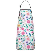 Pioneer Flower Floral Print Pattern Apron-Garden Aprons for Women with Pockets-Cotton Linen Waterproof Kitchen Cooking Gardening Aprons Adjustable for Kitchen,Cooking,BBQ and Salon 33x27 Inch