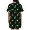 thumbnail image 4 of Womens Pajama Sets With Pocket, Green shining stars black cool Lounge Sets Short Sleeve Sleepwear PJ Sets for Women, 4 of 6