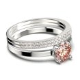 thumbnail image 2 of Spectacular And Decorative 2.00 Carat Round Cut Morganite Solitaire Engagement Ring, Wedding Ring, Trio Set in 925 Sterling Silver With 18k White Gold Plating Gift For Her, 2 of 4