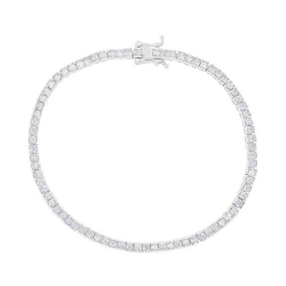 Decadence Sterling Silver 2x2MM Princess Cut Tennis 8" Bracelet