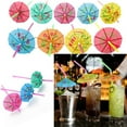 thumbnail image 4 of HONHUZH 100pcs Umbrella Disposable Bendy Drinking Straws For Luau Hawaii Party, 4 of 9