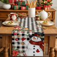 thumbnail image 4 of Christmas Plaid Table Runner 70 Inch Long Dresser Scarves Cotton Linen Tablerunners Black Snowman Xmas Tree Snowflake Buffalo Dining Kitchen Burlap Table Setting Decor for Party Holiday, 13"x70", 4 of 6