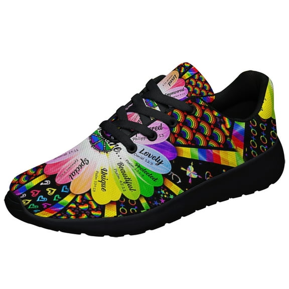 LGBT Pride Rainbow Shoes Sneakers for Women Men Black Size 3.5