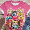 thumbnail image 5 of 2026 Valentines Heart & Kitten Print Women's Round Neck Short Sleeve Top Cuddly Cute Outfits Whisker-kiss Romance Tees Purr-fect Affection Clothing Love Tees Romance Heart Daily Tee Tops, 5 of 6