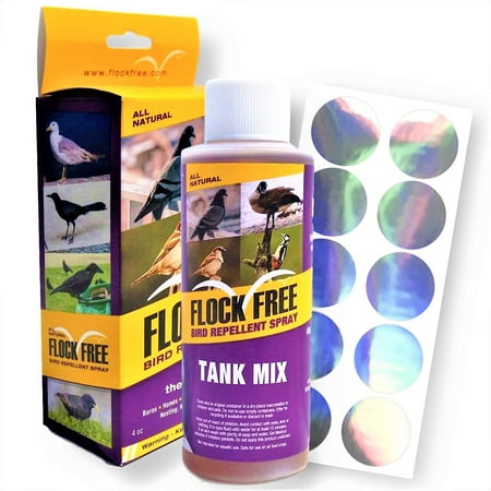 UPC: 0858934004577 | Bird Repellent Spray Safe Residential Bird Problem Solution by Flock Free Bird Control 4 oz Concentrate