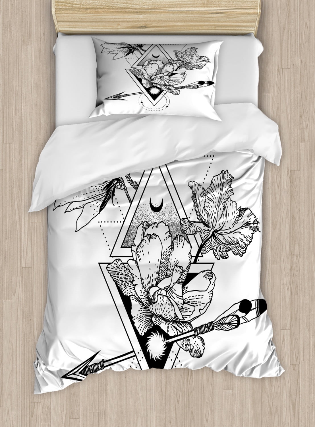 Photo inspiration: Visual Reference: Alchemy Duvet Cover Set Twin Size Mystic Of Flowers Triangles