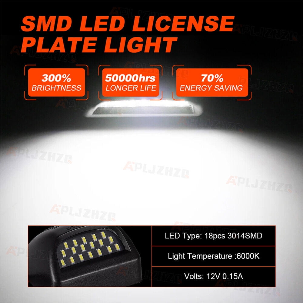 For 00-06 Chevy Tahoe Suburban GMC Yukon XL LED License Plate Light Lamp Set
