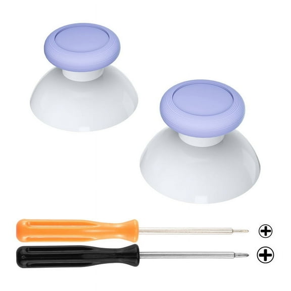 eXtremeRate Light Violet & White Dual-Color Replacement 3D Joystick Thumbsticks, Analog Thumb Sticks with Cross Screwdriver for Nintendo Switch Pro Controller