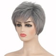 USYFAKGH Fashion Ladies Wig Silver Gray Short Straight Hair High