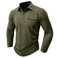 thumbnail image 2 of UVEASISHA Outdoor Sports Polos Shirts for Men Fall Casual Long Sleeve Golf Shirts Lightweight Stretch Slim Fit Workout Shirt Solid Color Button Golf Poloss with Pocket Prime Big Deal Days,Army Green,M, 2 of 8