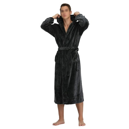 

Avamo Womens Soft Fleece Robe with Hood Warm Lightweight Bathrobe Couples Pajamas