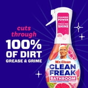 Mr. Clean Clean Freak Foaming Bathroom Surface Cleaner Multi-Surface Spray Starter Kit and Refill Bundle, Grapefruit Scent, 64 fl oz