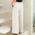 thumbnail image 4 of Maean Women's Casual Pants Loose Cotton Linen Wide Leg Elastic Waist Solid Color Plus Size Comfy Trouser, 4 of 7