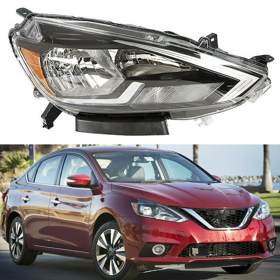 Headlight Housing Assembly Front Right Passenger Side, High Light Transmission Headlamp Housing Assembly (without Bulb) Fit for Nissan Sentra 2016-2018