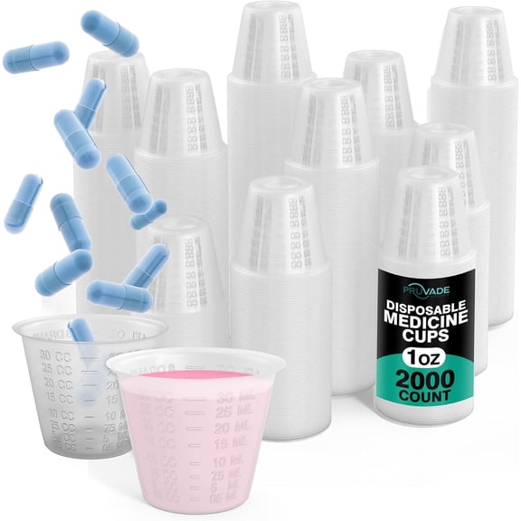 [2000 Pack - 1 oz.] Disposable Medicine Cups with Graduated Dosage Lines for Pills or Liquid, Single Serve Measuring for Home, Nurse, Hospital, Medical Care, Resin Mixing, Mouthwash |2000 Pack