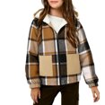 thumbnail image 2 of ZOYOEN Girls Plaid Fleece Jackets with Hood- Warm Full Zip Loose Fit Casual Kids Winter Coat Coffee Size 4 Years, 2 of 6