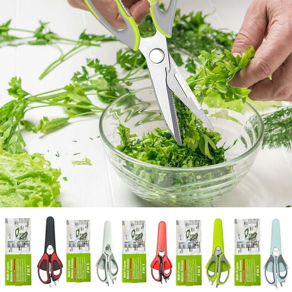 Dianli 5 in 1 Stainless Steel Kitchen Scissors Heavy Duty Detachable Shears Magnetic Protective Cover Multi Purpose for Cutting Meat Bone Peeling Scaling Nut Cracking Bottle Opening