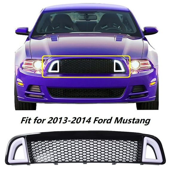 Labwork Front Bumper Grille Blak Honeycomb Mesh Upper Grill Fit for 2013-2014 Ford Mustang