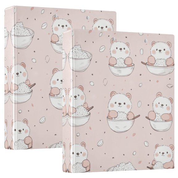 Waterproof PVC Round Ring Binder - D-Rings Clipboard, 200 Page Capacity (1 or 2-Pack), Ideal for Office , Home and SchoolBear and Rice Dumpling