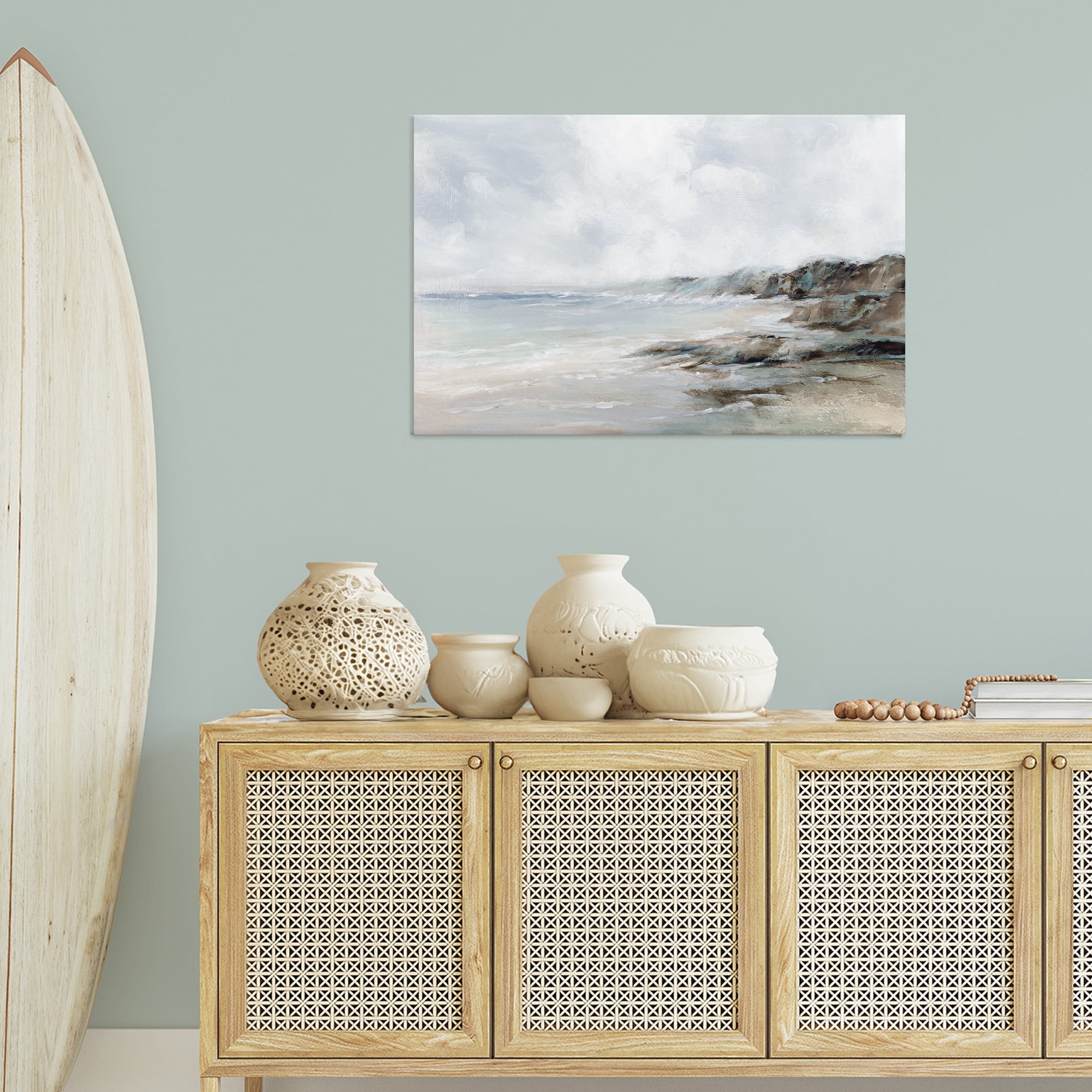 Stupell Industries Classic Shoreline Cliffs Nautical & Beach Painting Wrapped Canvas Art Print Wall Art, 36 x 24