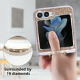 thumbnail image 3 of for Galaxy Z Flip 5 5G Case with Ring, Glitter Crystal Bling Sparkly Leather with Slim Fit Hard PC Bumper Protective Cases Cover Compatible with Samsung Galaxy Z Flip 5 5G 2023, Gold, 3 of 7