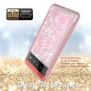 Google Pixel 7 Pro Case, Rosebono Hybrid Graphic Design Pattern Hard Back Pannel Cover Case For Google Pixel 7 Pro (Pink Shell)