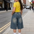 thumbnail image 5 of YUANxueke Girls Denim Bermuda Shorts High Waist Wide Leg Shorts Casual Outdoor Jorts with Pockets for 13-18 Years, 5 of 5