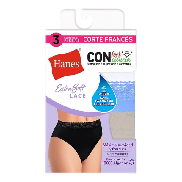 Pantaleta Hanes para Mujer, Extrasoft Multicolor 3 Piezas Talla CH