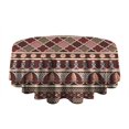 thumbnail image 5 of Red Boho Egyptian Lotus and Circles Pattern Round Tablecloth 60"x60",Wrinkle Wipeable Table Cloth for Kitchen Dining Room Picnic Patio Party, 5 of 6