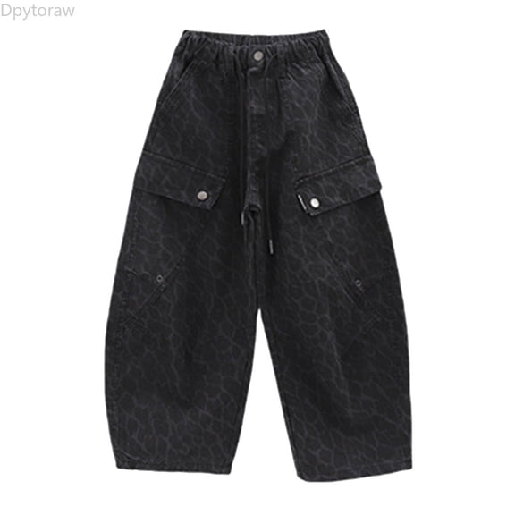 Dpytoraw Boys Leopard Print Cargo Pants Loose Fit Wide Leg Trousers For Big Kids And Teenagers Boys Cargo Pants Size 4-5 Years