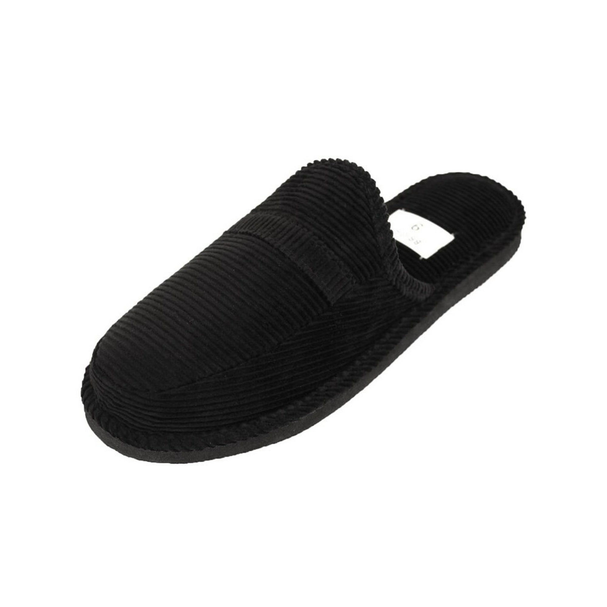 Slm Men S Open Back Slip On Corduroy Black House Slippers 12 D M Us