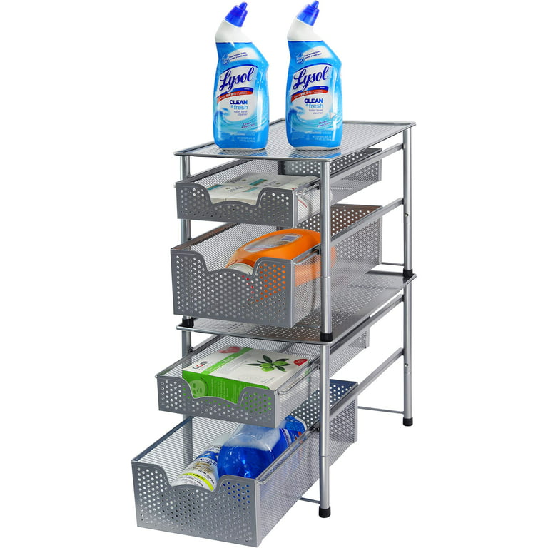 Simple Houseware Cabinet Organizer, Adjustable Dividers Lids Storage,  13''x10'', White