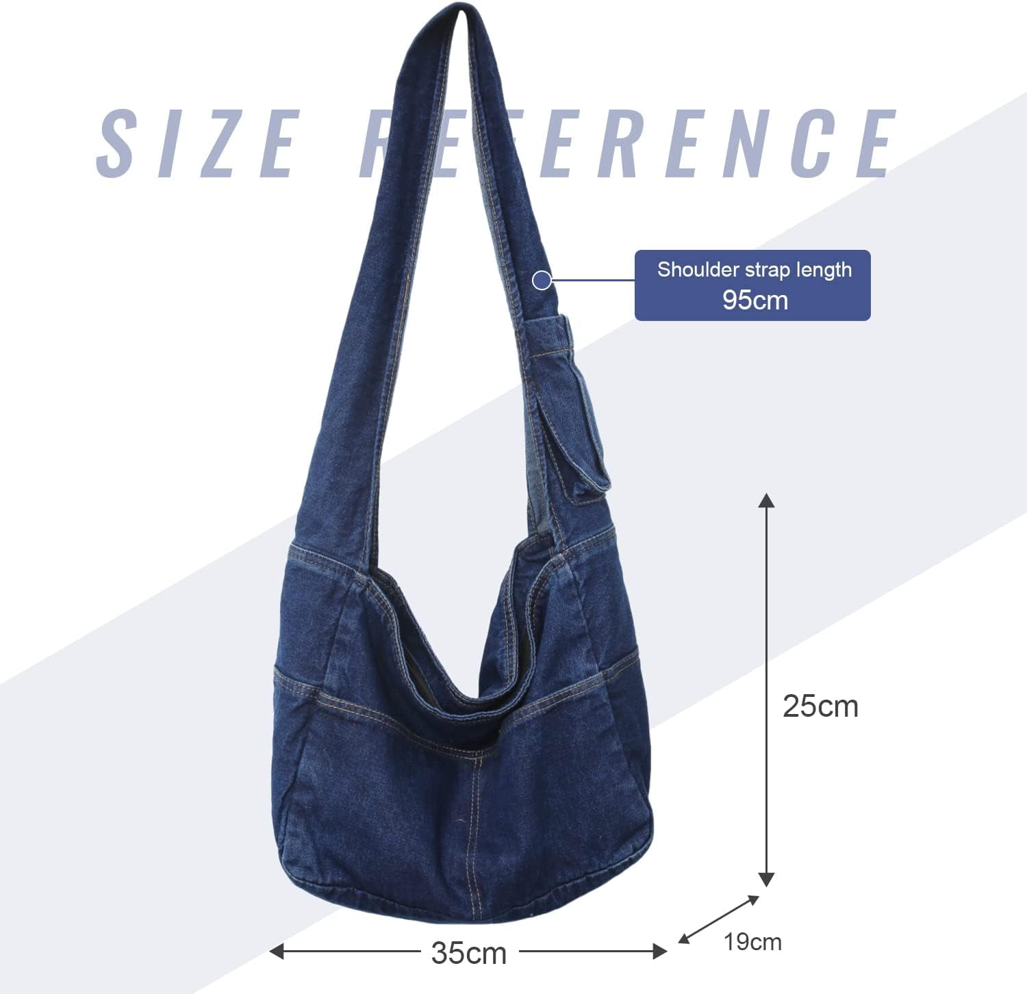 Denim Hobo Bags for Women Retro Jean Shoulder Bag Casual Jean Tote Handbags Vintage Satchel Bags