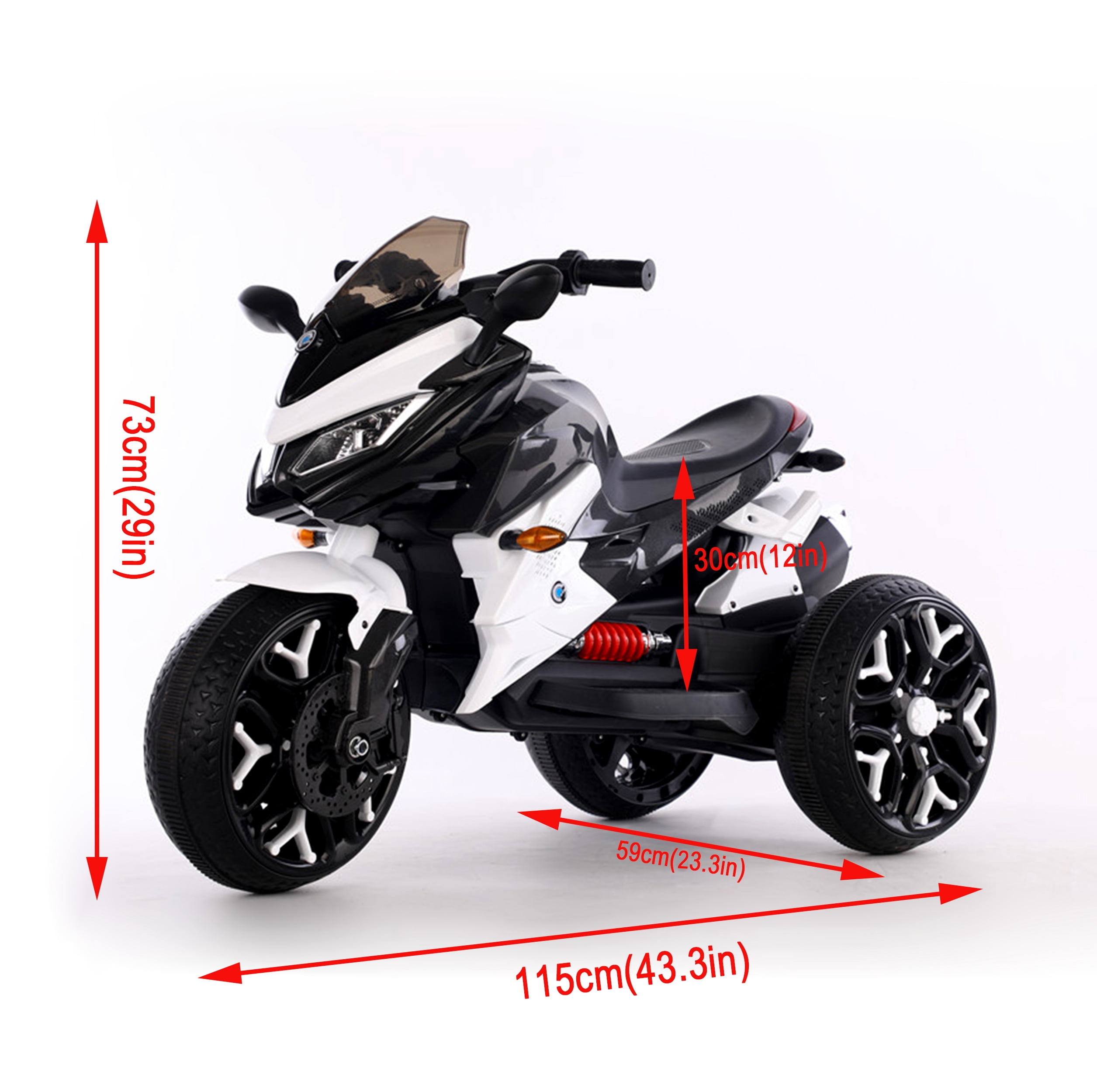 POVANLI  12V 3 Wheels Kids Ride on Motorcycle with Slow Start, Power Display, PU Seat, Training Wheels, Manual Throttle, Lighting Wheels, Bluetooth, USB, MP3 for Children Aged 3-5, Gift (White)